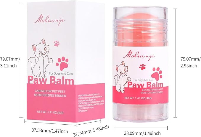 Paw Balm Dogs Lick Safe,Coconut Oil Natural Ingredients1.41oz, Pet Paw Wax moisturizer for Dogs,for Healing Cracked Dry Paws,Snouts & Elbows,Nose Butter for Dogs Cats, Relieves Odor,Pink