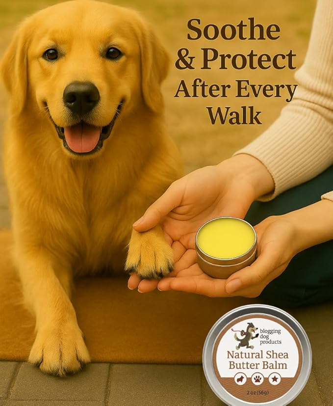 Dog Paw Balm for Hot Pavement, Natural Shea Butter Balm for Dogs – Paw, Nose & Skin Moisturizer – Soothes moisturizes Cracked Pads, Hot Spots & Dry Skin – All-Natural Ingredients – 2 oz