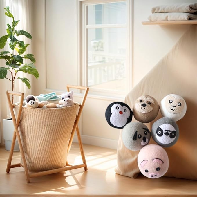 Wool Dryer Balls, Cute Pattern Drying Balls for Laundry, Anti Static, Saving Drying Time&Reducing Clothing Wrinkles, Dryer Balls Laundry Reusable - 6 Pack