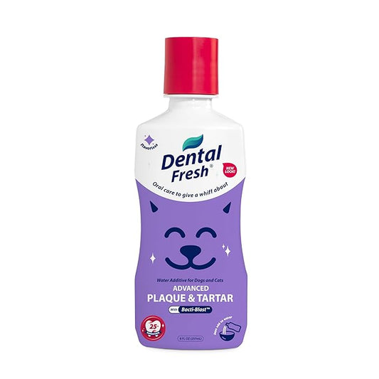 Dental Fresh Water Additive for Dogs and Cats, Advanced Formula, 8 Fl Oz, Plaque & Tartar Daily Oral Care