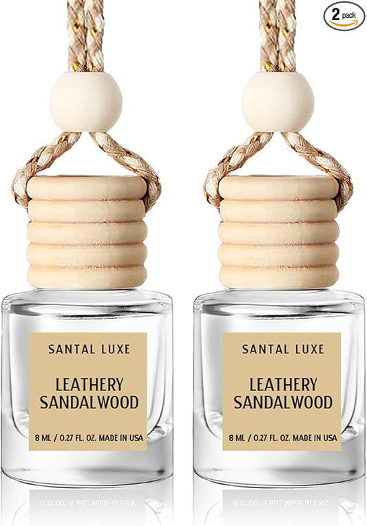 C Classy Car Air Freshener Hanging 2 Pack, Leathery Sandalwood Essential Oil Diffuser, Car Fresheners for Men&Women, Long-Lasting Air Freshener for C ar, C ar Accessories, Made in USA