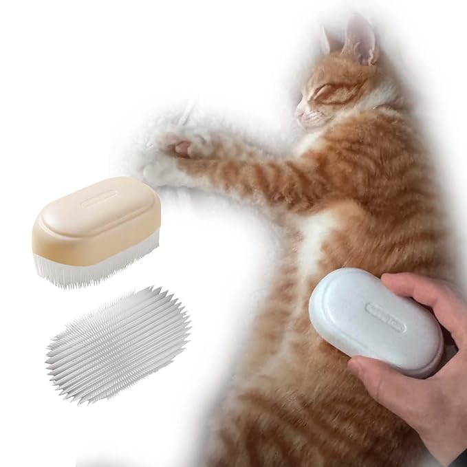 SoarExcelleryy Soft Fur Cat Brush - Over 1000 gentle cat tongue brushes with prickly serrations, suitable for sensitive cats - comfortable, lightweight, gentle, perfect for enhancing intimacy (beige)