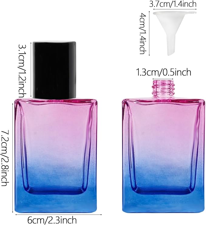 Perfume Bottles Empty Glass Atomizer Sprayer, 3 Pack 30ml Refillable Travel Spray Bottle for Fragranc or Essential Oil, Portable Cologne Atomizers with Dispensing Kit for Handbag, Date