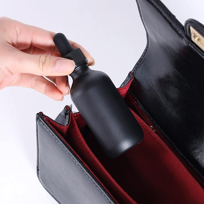 2 oz Dropper Bottle 24 Pack Black Glass Boston Bottles 60ml with Eye Droppers Black Caps for Essential Oils, Perfume, Leak Proof Travel Bottles for Liquids