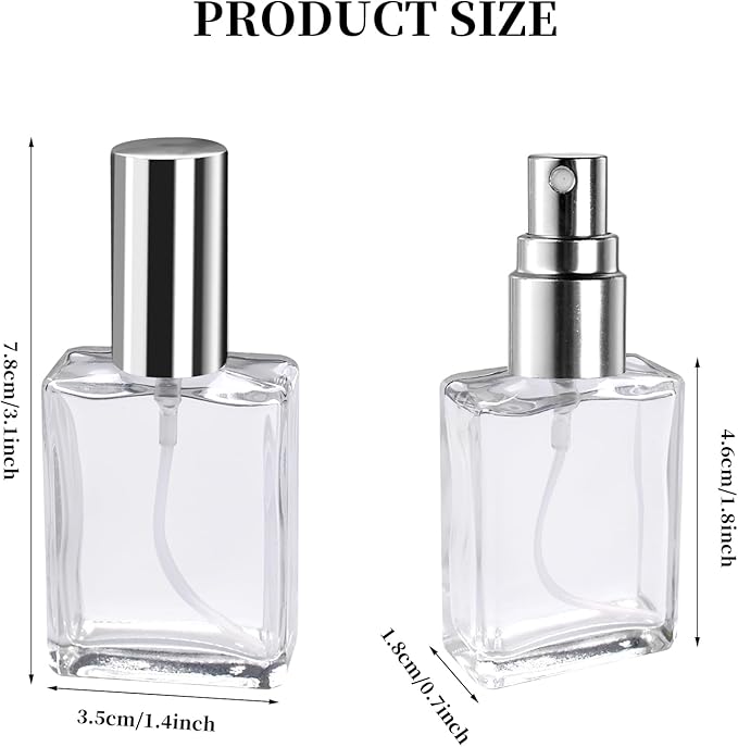 20 Pcs 15ml Clear Glass Fine Mist Atomizer Spray Bottles with 10 Funnels 10 Droppers 10 Dispensers Empty Glass Perfume Atomizer Refillable Mini Perfume Bottle for Fragrance Essential Oils