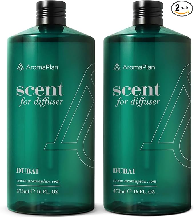 AromaPlan Hotel Scents Dubai 16 Fl Oz 2 Pack (946ml), Home Luxury Aroma & Hotel Fragrance Diffuser Oil- Hotel Diffuser Oil for Aromatherapy- USA Made, Bigger Bottle, Bolder Aroma & Longer Lasting