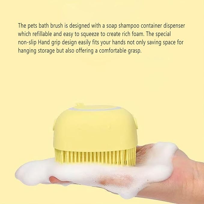 Pets Bath Brush | Scrubber for Bath | Dog Shampoo Brush | Dog Washing/Shower Brush, Suitable for Short/Long Haired Dogs, Dog Brush for Shedding, Bathing, Massaging & Grooming (blue) (yellow)