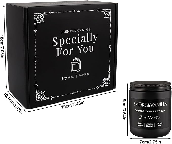 Scented Candles Gift Set - 4 Pack (7oz Each) Soy Wax Aromatherapy Candles with Essential Oils, Smokeless - Leather & Smoke, Vanilla Oakmoss, Lavender for Office, Gifts