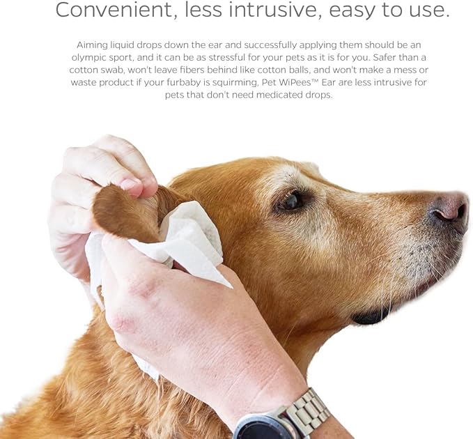 Ear Pet WiPees™ – 100 Ear Wipes for Dogs & Cats, All Natural Dog Ear Wipes for Infection & Itchy Ears, Gentle Cat & Dog Ear Cleaner for Daily Hygiene (Natural, 100ct)