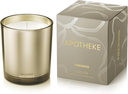 Apotheke Signature Candle Scented Candles for Home, Firewood - 10.5 oz Seasonal Soy Wax Jar Candle - Long-Lasting Fall Scented Fragrance with Perfume-Grade Essential Oils
