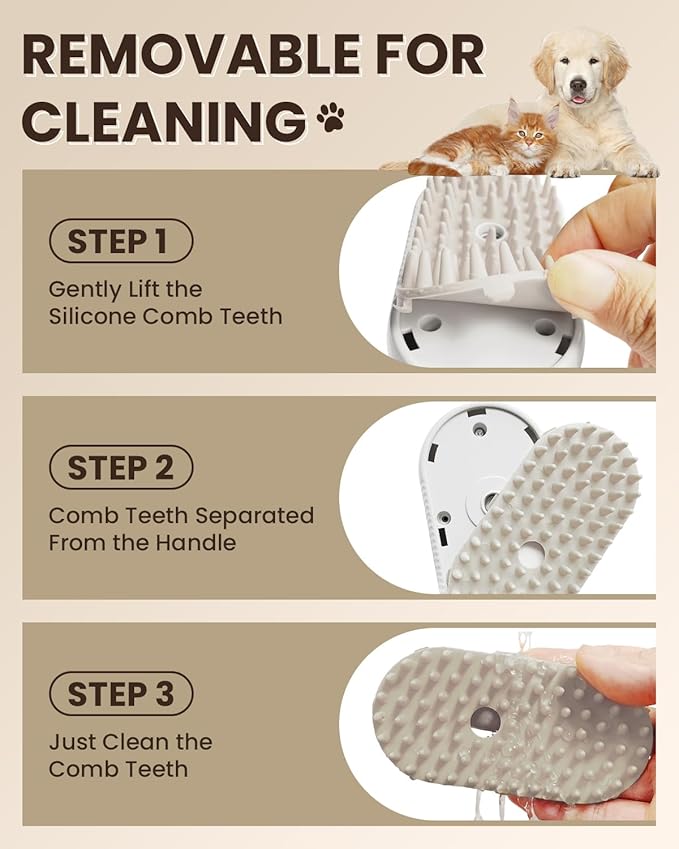 Cat Steam Brush for Shedding, Pet Steam Brush for Cats and Dog, 4 in 1 Rechargeable Cat Hair Brush, Spray Anti-Static, Massage, Cleaning, Shedding & Combing All In One, for Long & Short Haired Pets!