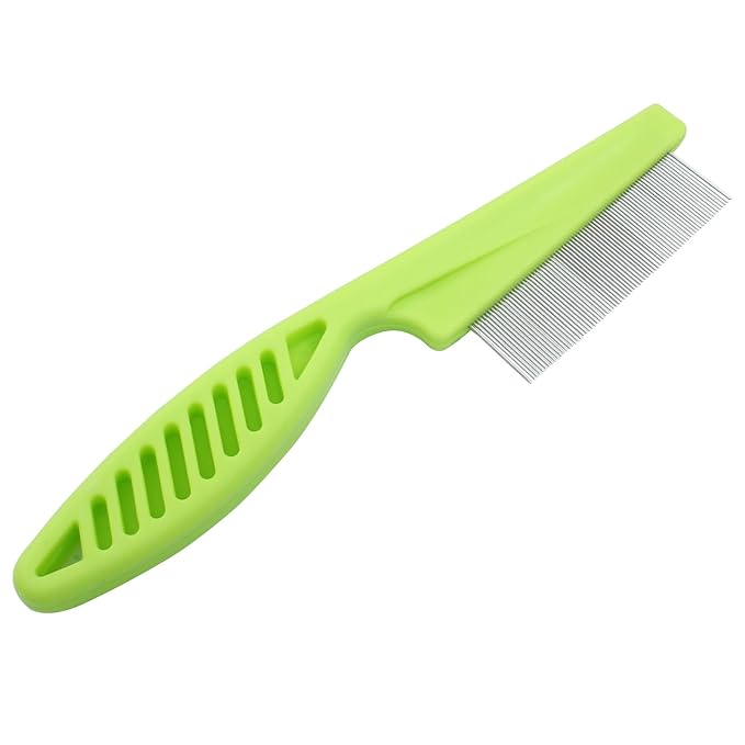 Flea Comb for Dogs and Cats, Metal Pet Lice Comb Fine Tooth Grooming Tool for Remove Anti Fleas and Flea Eggs(3pcs Green)