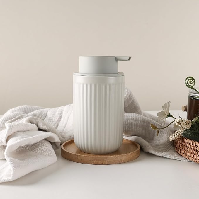 BosilunLife Foam Hand Soap Dispenser - Ceramic Foaming Soap Dispenser for Bathroom 12oz Refillable Liquid Lotion Soap Dispenser with Rust-Proof Foaming Pump for Countertop