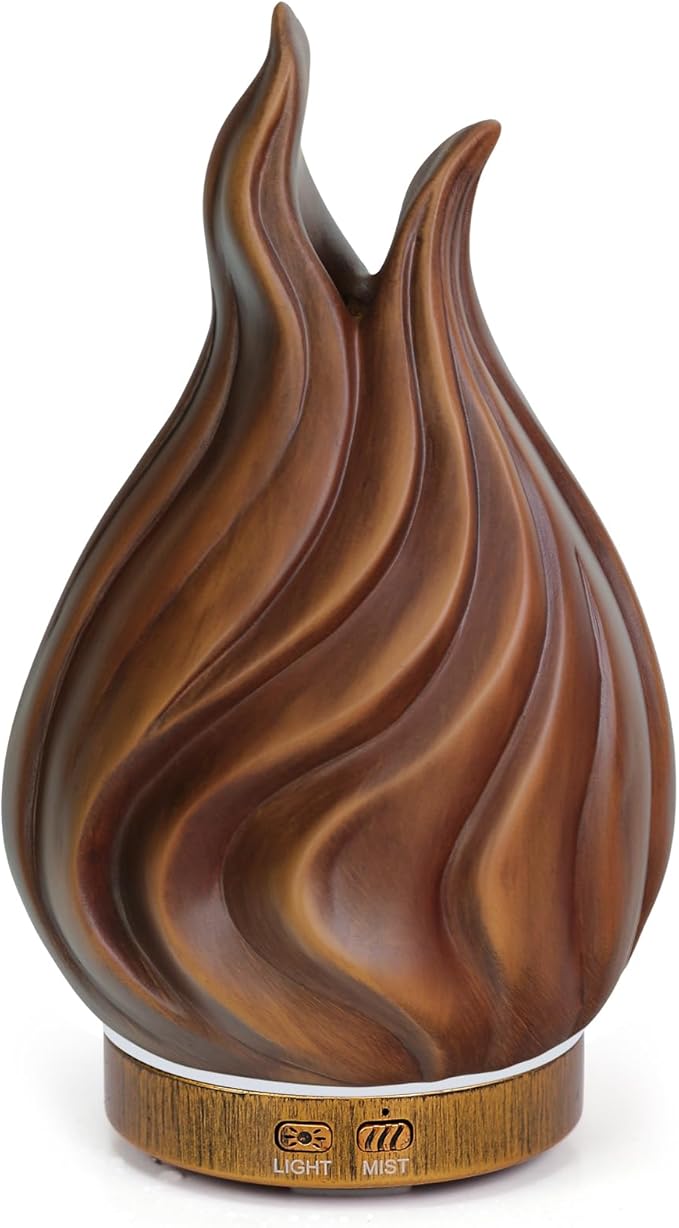 200ml Essential Oil Diffuser for Home, Wood Grain Cover Aromatherapy Diffuser, Cool Mist Humidifier with Safe Auto Shut-Off and 2 Mist Modes & 7 Color LED Night Lights for Office Room (VASE02)