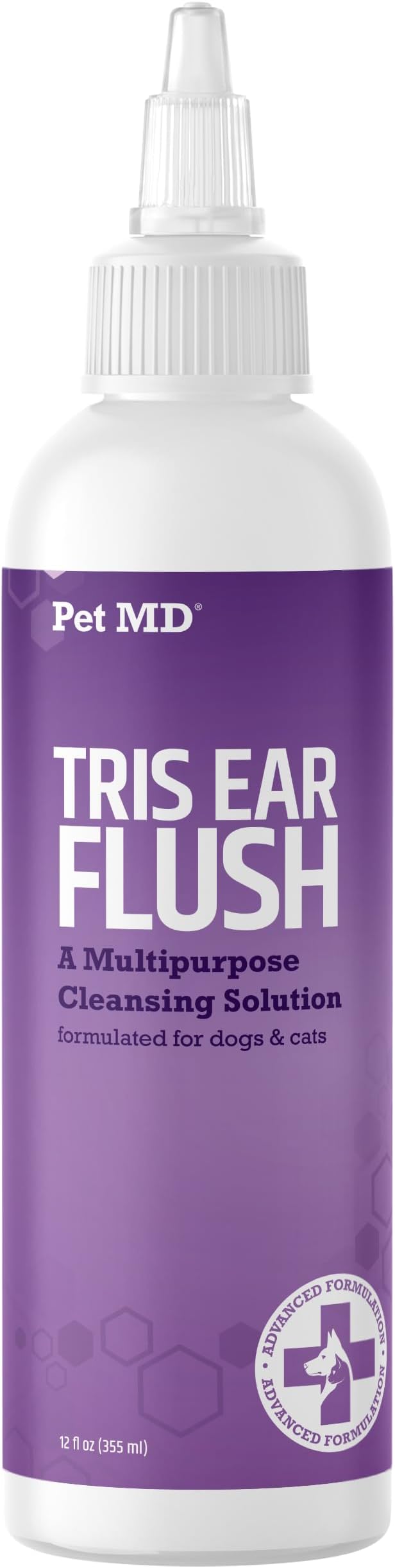 Pet MD Veterinary Tris Flush Cat & Dog Ear Cleaner - Dog Ear Flush - 12 oz