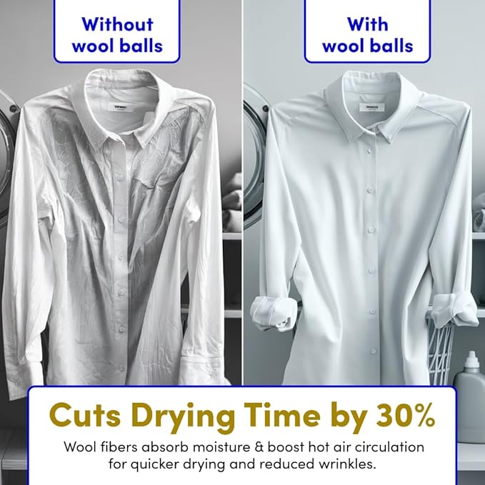 Zero Trace Wool Dryer Balls - Dryer Balls Laundry Reusable - Eliminate Wrinkles Static & Lint – Cruelty Free & Non-Toxic - Laundry Balls for Dryer -Fabric Softener Ball – Wool Balls with Fragrance Oil