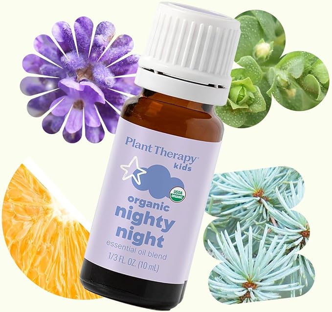 Plant Therapy KidSafe Organic Nighty Night Essential Oil Blend for Sleep 10 mL (1/3 oz) 100% Pure, Undiluted, Therapeutic Grade