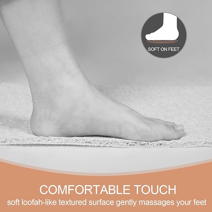 Joyhalo Shower Mats for Showers Anti Slip for Elderly, 17'' x 24'' Non Slip Bath Mat for Inside Shower, Bath Tub Mats for Bathroom Non Slip for Shower, PVC Loofah Bathroom Mats, White