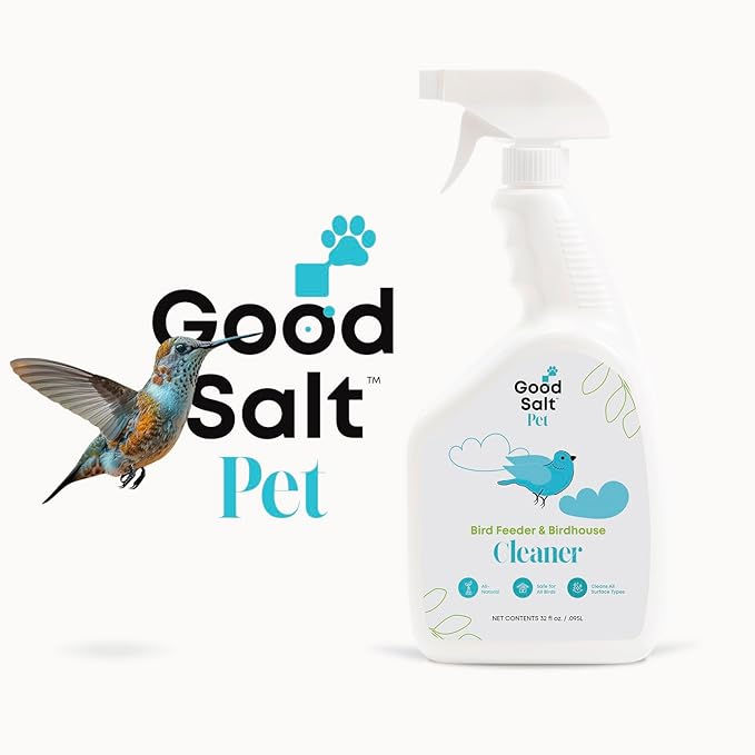 Good Salt Pet Bird Feeder & Birdhouse Cleaner, Natural Bird-Friendly Spray Formula, Made in the USA, 32 Ounce Bottle, 2-Pack