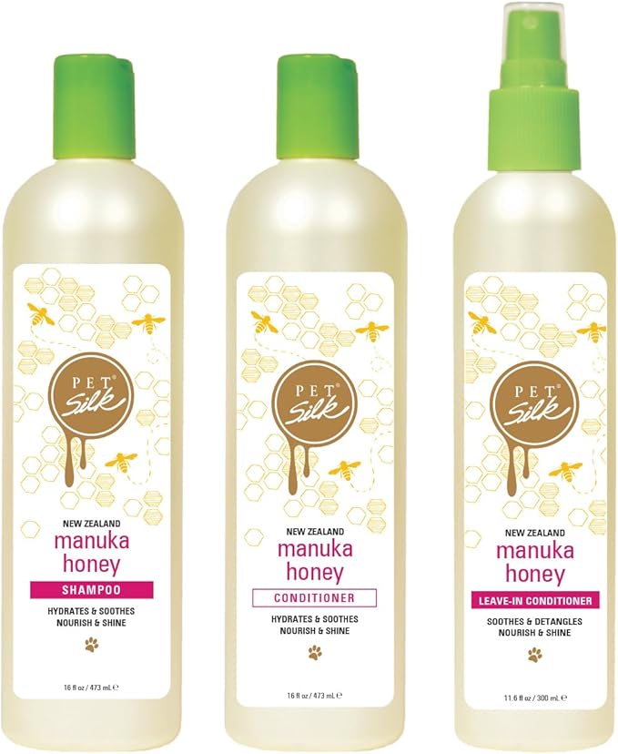 Pet Silk New Zealand Manuka Honey Shampoo, Specially Formulated to Provide Improved Hydration, Shine, Nourishment, and Soothing the Coat, Gentle for all Pets, Infused with Honey, Jojoba Oil (1 Gallon)