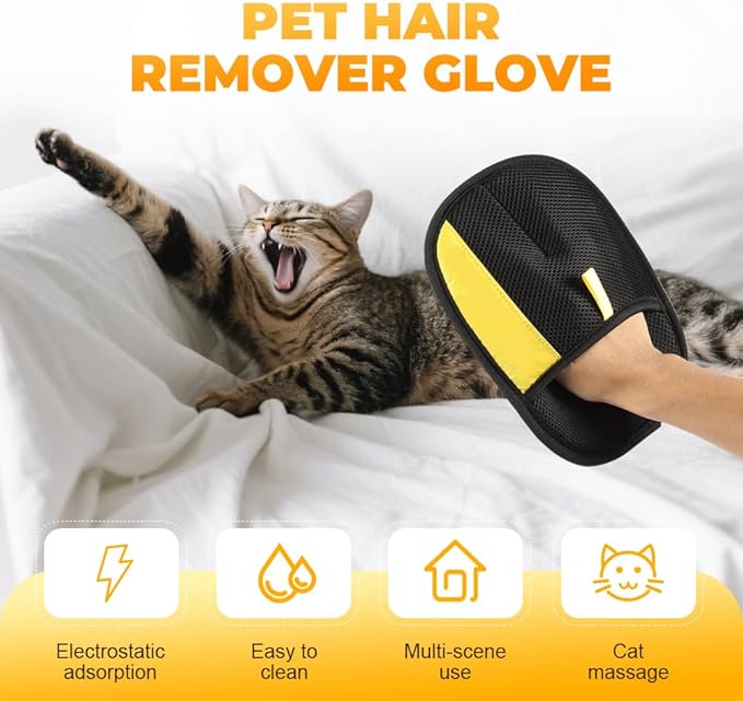 2025 Thickened Strong Pet Hair Removal Glove for Cats & Dogs, Electrostatic Gloves for Pet Grooming, Reusable Quick De-Shedding Gloves for Couch, Clothing, Carpet, Furniture, Car Seats (1pc)