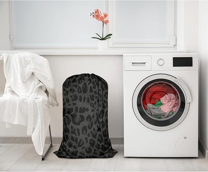 Swono Safari Pattern Laundry Basket Clothes Hamper Bag Wildlife Zoo African Animal Skin Collapsible Dirty Clothes Storage Laundry Organizer, Leopard Print