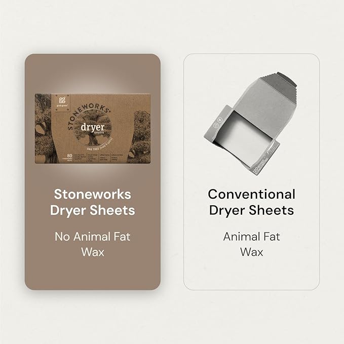 Grab Green Stoneworks Laundry Detergent Pods and Dryer Sheet Bundle, 50 Count Pods and 80 Dryer Sheets, Oak Tree Scent, Plant and Mineral Based Laundry Care Set