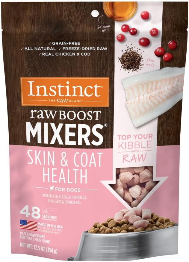 Instinct Raw Boost Mixers Skin & Coat Health Freeze-Dried Dog Food Topper, 12.5 oz. Bag
