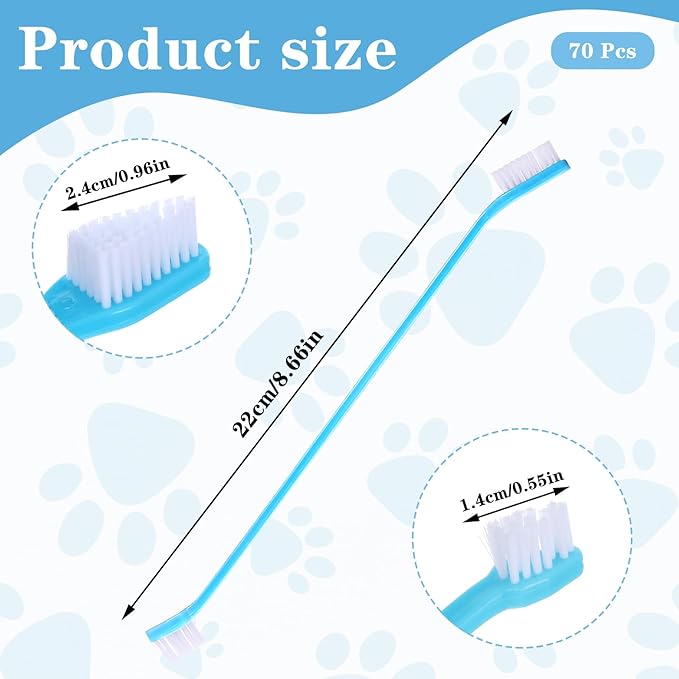 Tobeelec 70 Pcs Dog Tooth Brush Pet Toothbrush Soft Grooming Dogs Toothbrush Dog Double Sided Puppy Long Handle Brush for Large and Small Teeth Cleaning Dental Oral Care (Colorful)