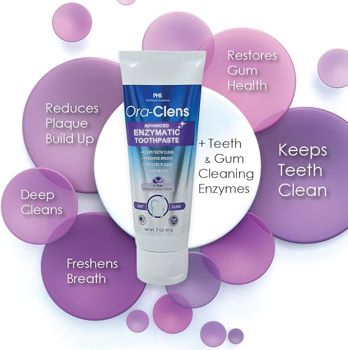 Advanced Enzymatic Toothpaste – Safe and Natural Dog Oral Care Toothpaste – Freshens Breath, Fights Plaque and Reduces Tartar – Tasty Peanut Butter Flavor – 3 Oz