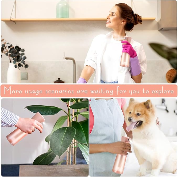 Empty Spray bottles, Spray Water Bottle Fine Mist Refillable, Continuous Spray Bottle for Hair, Skin Care, Showering Pets, Plants, travel, Cleaning and Ironing 6.8 Ounce (Brown)