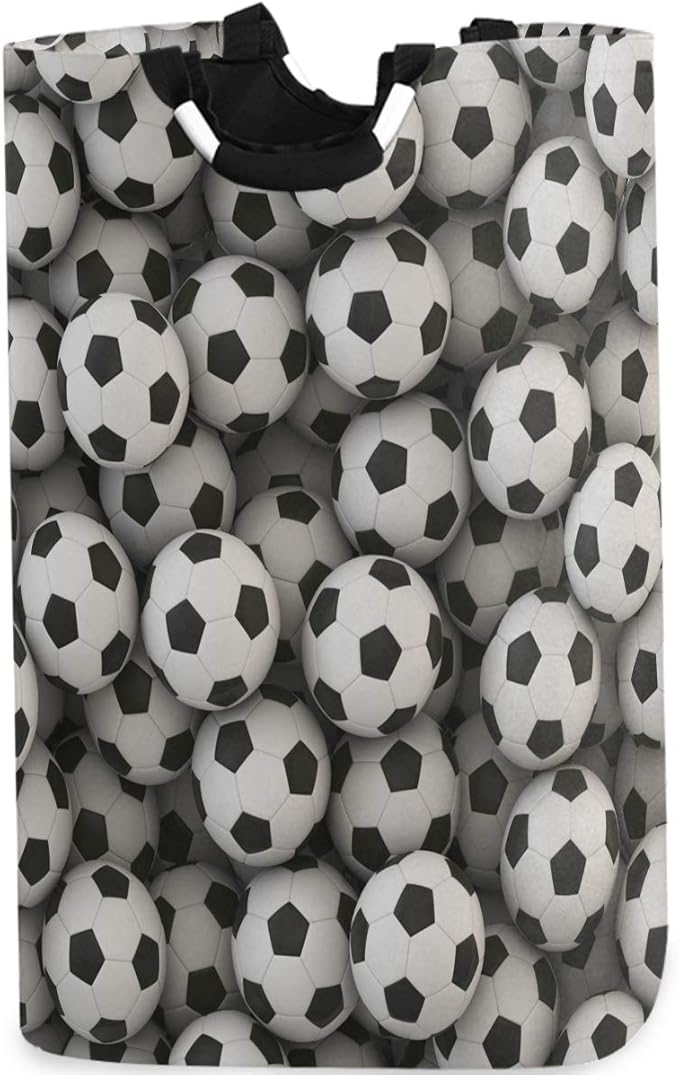 visesunny Collapsible Laundry Basket Soccer Ball 3D Print Large Laundry Hamper Oxford Fabric Dirty Clothes Toy Organizer with Handle For Bathroom Bedroom Kids Room Dorm