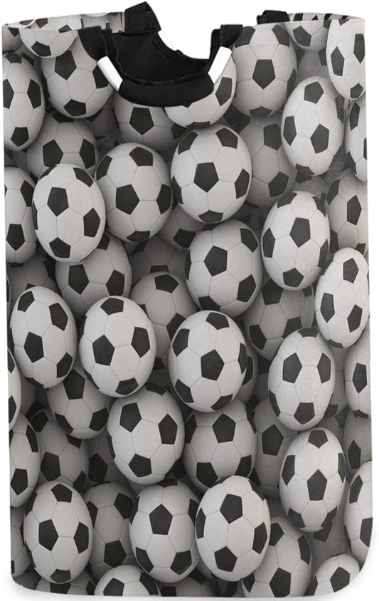 visesunny Collapsible Laundry Basket Soccer Ball 3D Print Large Laundry Hamper Oxford Fabric Dirty Clothes Toy Organizer with Handle For Bathroom Bedroom Kids Room Dorm
