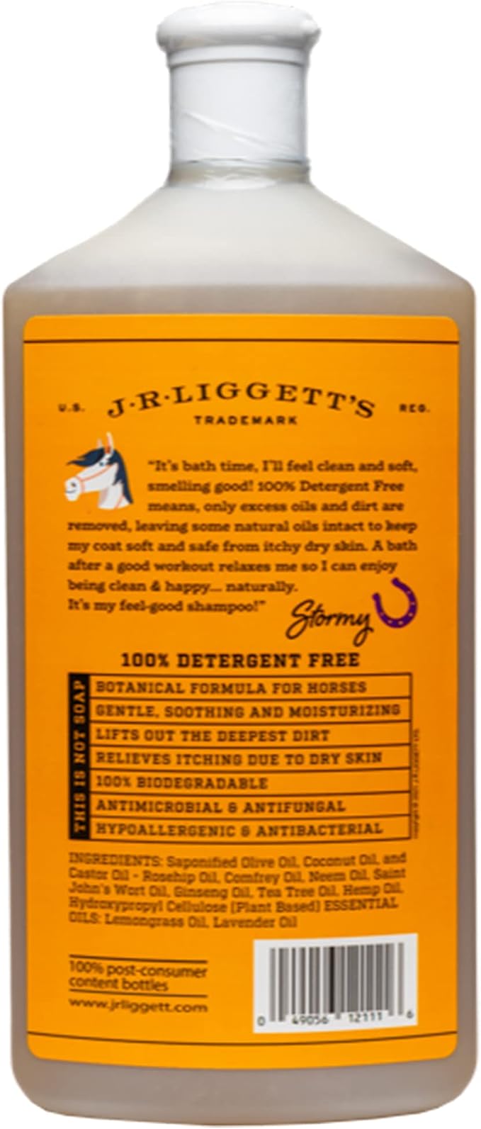 JR Liggett’s Liquid Botanical Horse Shampoo for Sensitive Skin - 100% Detergent-Free, Non-GMO Formula - Gently Deep Cleans and Nourishes Healthy Skin, Mane & Tail - 16.9 fl oz