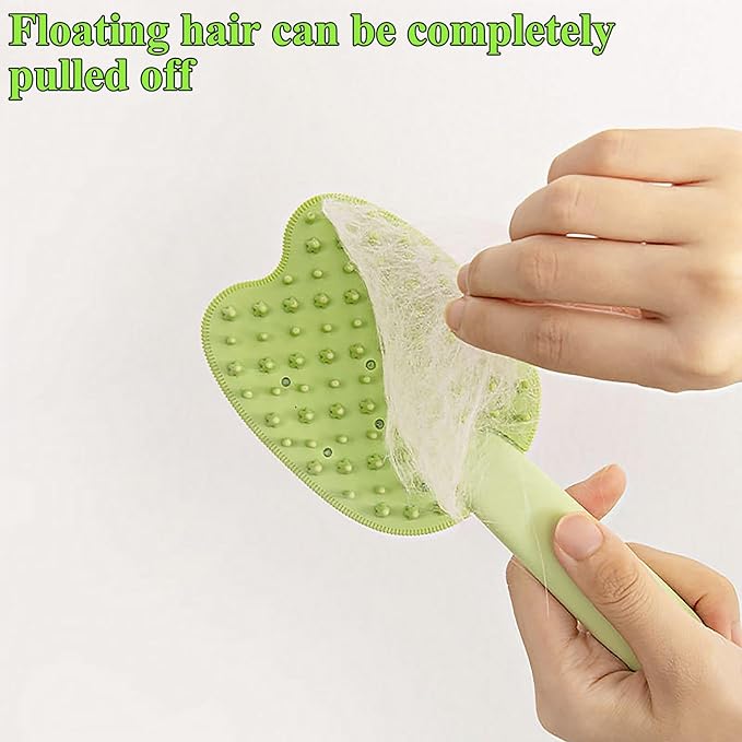 Cat Brush for Shedding Dog Brush Hair Cleaning Comb Bath Massage Tool for Shedding & Grooming, Remove Loose Hair, Cat Shape, Silicone Bristles (Green)