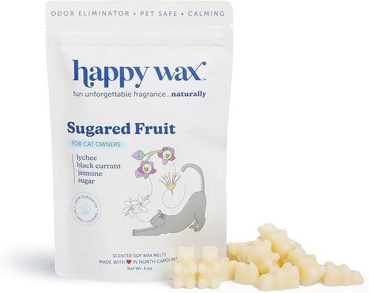 Happy Wax Sugared Fruit Scented Wax Melts for Cat Owners – Odor Eliminating, Calming, Pet-Safe, Non-Toxic, Dye-Free, Perfect for Use with Wax Warmers - 4 oz Pouch