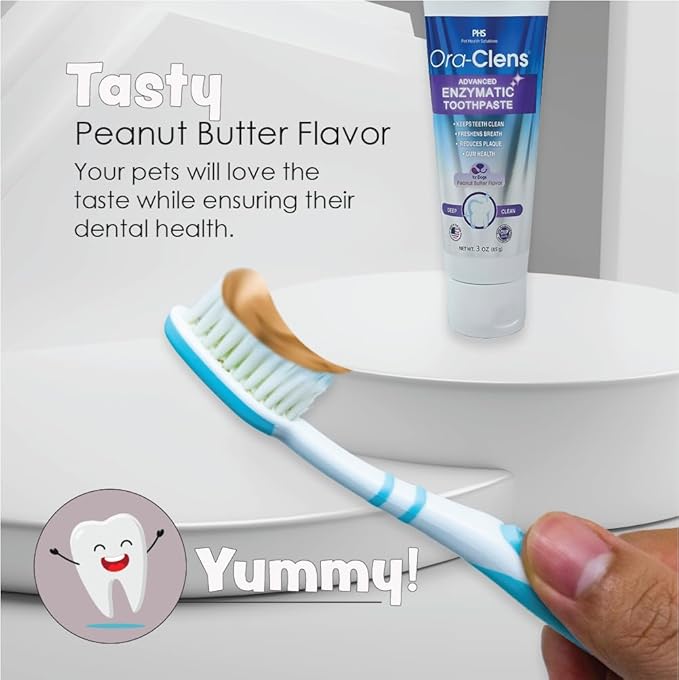 Advanced Enzymatic Toothpaste – Safe and Natural Dog Oral Care Toothpaste – Freshens Breath, Fights Plaque and Reduces Tartar – Tasty Peanut Butter Flavor – 3 Oz