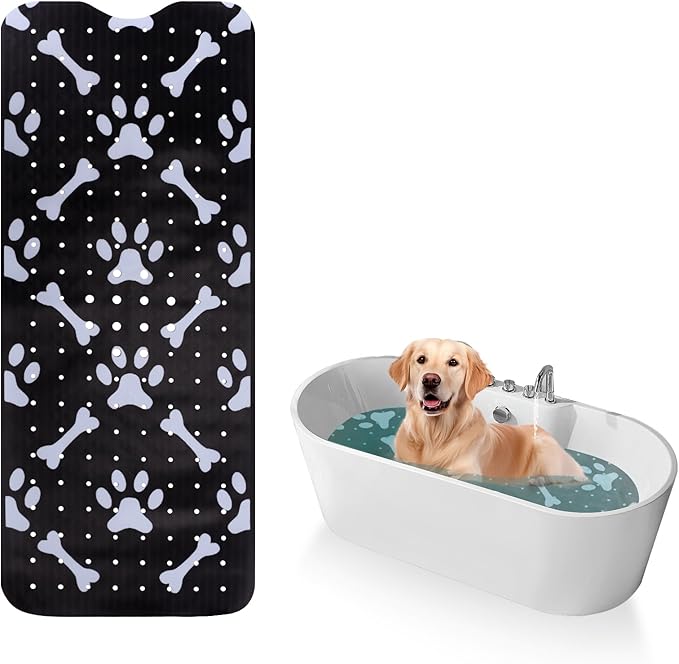 Dog Bath Mat for Tub Non-Slip Pet Bathtub Mat Fast Dry Dog Shower Attachment Mat Senior Friendly Dog Bath Supplies (Black