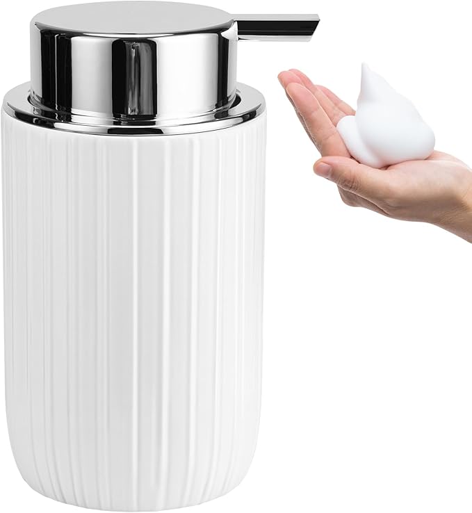 Soap Foaming Dispenser Ceramic with Easy-to-Press Pump Hand Foam Dispenser for Shampoo Bathroom Countertop 13.5 oz