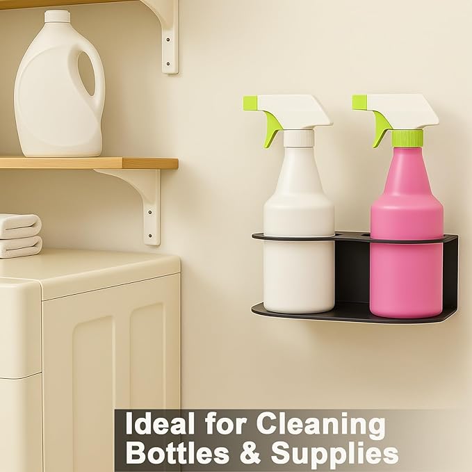 2 Pack Spray Bottle Holder Wall Mount, Metal Aerosol Spray Can Holder Rack Organizer with Double Holes, Heavy Duty Paint Bottle Can Storage Rack with Hardware Easy Install for Garage Home Workspace