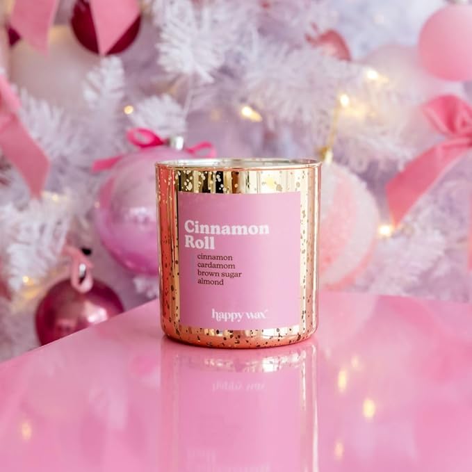 Happy Wax Cinnamon Roll All Natural Soy Wax 1 Wick Premium Scented Candle, Infused with Essential Oils, Long Lasting 30+ Hours of Burn Time