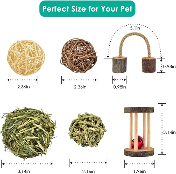ERKOON New 12 Pack Hamster Chew Toys Gerbil Rat Guinea Pig Chinchilla Chew Toys Accessories, Natural Wooden Dumbbells Exercise Bell Roller Teeth Care Molar Toy for Rabbits Bird Rabbits Hamster Gerbil