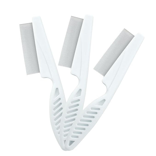 Flea Comb for Dogs and Cats, Metal Pet Lice Comb Fine Tooth Grooming Tool for Remove Anti Fleas and Flea Eggs(3pcs White)