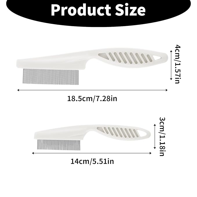 TIESOME 2PCS Stainless Steel Flea Comb for Dogs Cats, Tear Stain Remover Promotes Hair Growth Removes Loose Hair Fleas Dual-Size Groom Brush for All Breeds