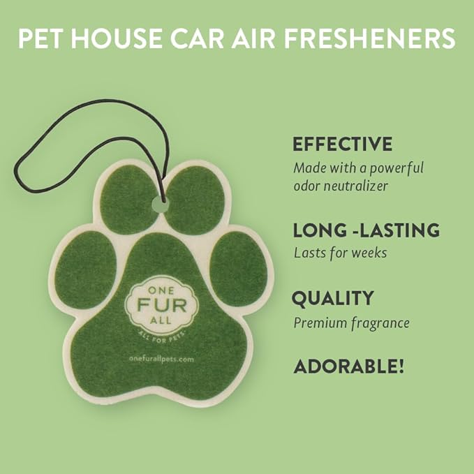 One Fur All Pet House Car Air Freshener - Bamboo Watermint Pack of 4 - Non-Toxic, Pet-Friendly Odor Eliminator For Small Spaces & Car - Hanging Air Freshener