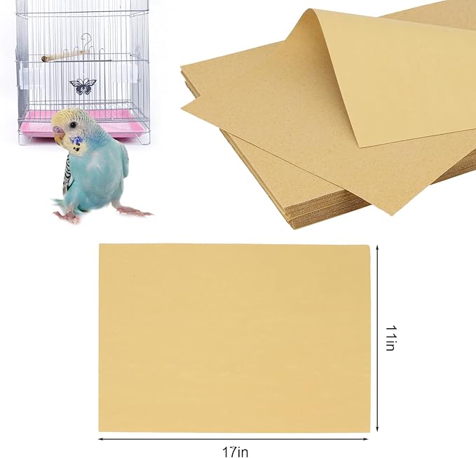 45 Pcs Bird cage Liner Paper, 11 x 17 inch Gravel Liner Paper for Bird Cage, Parrot Cage Sandpapers Cushion Pad Birdcage Liner Bedding Calcium Paper Special for Bird Cage in Sea Sand