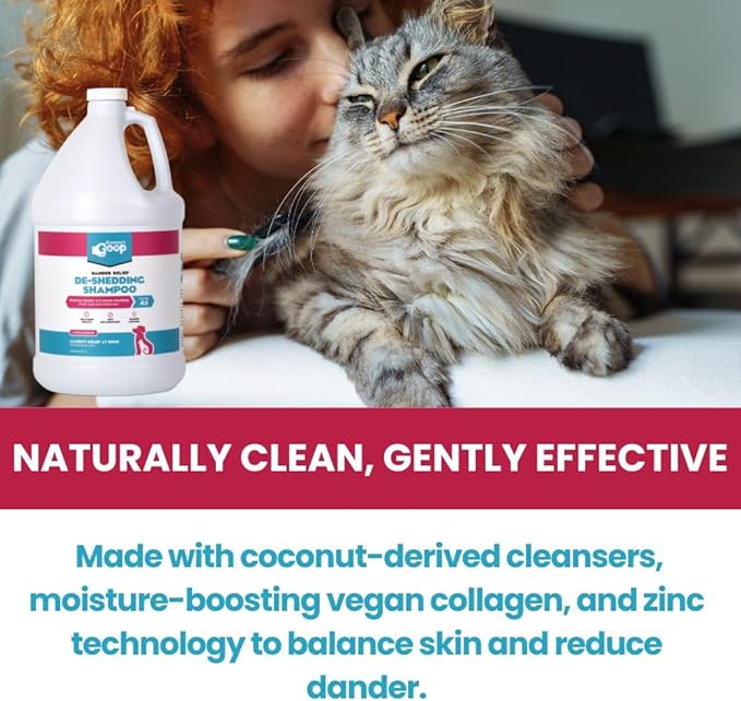 Groomer’s Goop Dander Relief De-Shedding Pet Shampoo – Deep Cleansing Formula Reduces Shedding & Dander in Dogs & Cats, Soothes Dry Skin, Moisturizes with Vegan Collagen - 1 Gallon Bottle