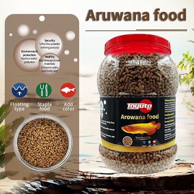 High Protein Floating Sticks Fish pellets for Arowana,Oscars,Flower Horns,Red Parrots Arowana pellets,1kg (2.2lb)