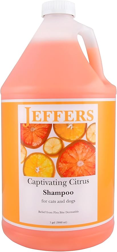 Jeffers Captivating Citrus Pet Shampoo, 1 Gallon – Soap Free Grooming for Dogs, Cats & Puppies – Orange & Lime Scent, Aloe & Coconut Oil – Safe for All Coat Types – Easy Rinse Formula for Home