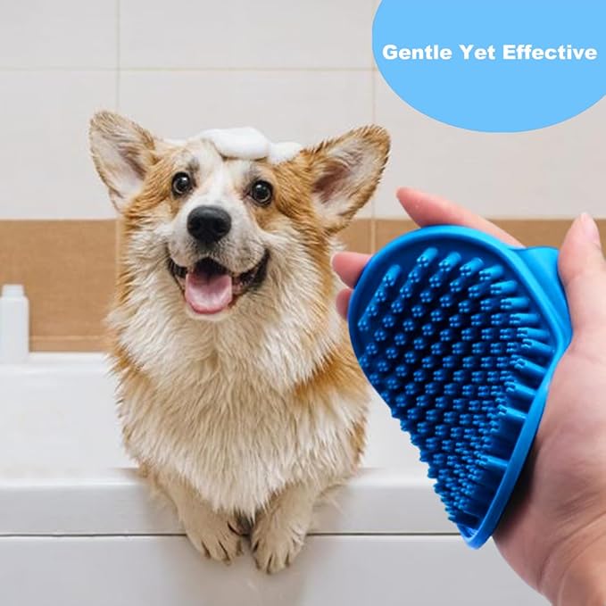 4PCS Dog Scrubber for Bath, Dog Washing Glove & Dog Shampoo Brush Scrubber, Dog Bath Brush Supplies Cat Shower Brush for Bath, Massage and Pet Grooming